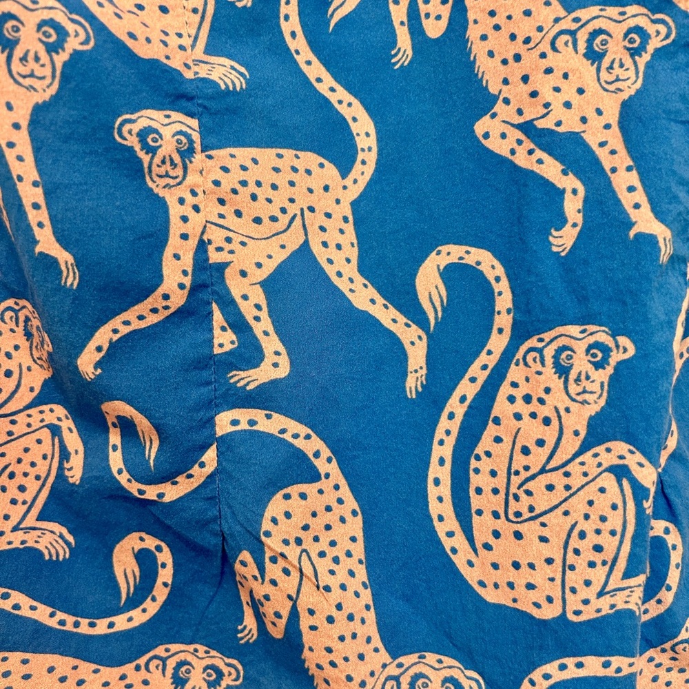Desmond & Dempsey Pajama Top Shirt Size M Tropical Monkey Short Sleeve Button Up - Picture 8 of 8